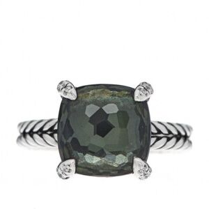 David Yurman Chatelaine 11mm ring with Green Orchid and Diamonds